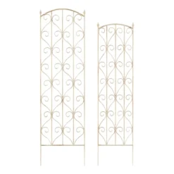 Set Of 2 Garden Trellises - For Climbing And Potted Plants - Decorative Scroll Metal Panels With 7.75-Inch Stakes By Pure Garden (White) -Northlight Shop GUEST 42bb7d47 0524 4718 a262 834a9ee12e20