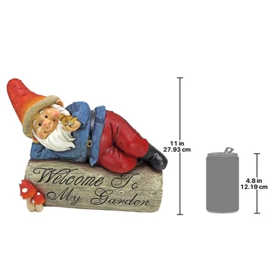 Design Toscano Gideon, The Garden Gnome Welcome Sign Statue 1 Design Toscano Gideon, The Garden Gnome Welcome Sign Statue