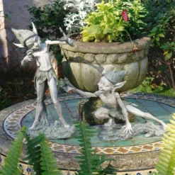 Design Toscano Sling & Stretch Garden Pixie Sculptures: Set Of 2