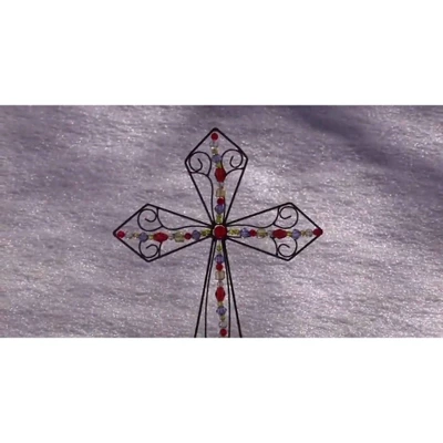 41" Metal Diamond Jeweled Cross Yard Stake - Ultimate Innovations 1 41" Metal Diamond Jeweled Cross Yard Stake - Ultimate Innovations