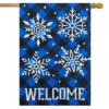 Checkered Snowflakes Burlap Winter House Flag Welcome 28" X 40" Briarwood Lane