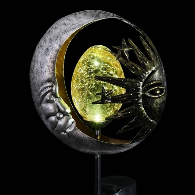 38" Metal Solar Sun And Moon Garden Stake - Exhart 11 38" Metal Solar Sun And Moon Garden Stake - Exhart - Image 11