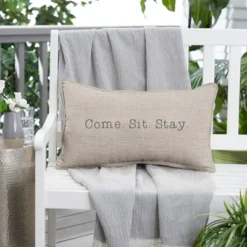 Indoor/Outdoor Come. Sit. Stay. Embroidered Lumbar Throw Pillow - Sorra Home -Northlight Shop GUEST 49670a78 a008 4667 af9a 64b1db178d08