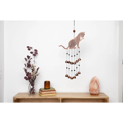 VP Home 20" H Iron Fancy Cat Wind Chimes For Outside, Brown 4 VP Home 20" H Iron Fancy Cat Wind Chimes For Outside, Brown - Image 4