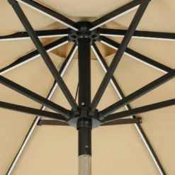 9' X 9' Mirage II Fiesta Market Patio Umbrella With Solar LED Tube Lights Champagne - Island Umbrella -Northlight Shop GUEST 5264455e 57b9 4045 90d0 386d9b306364