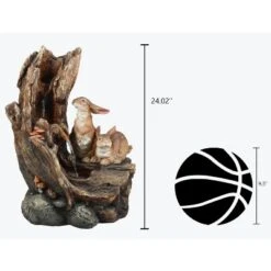 LuxenHome Resin Two Bunnies Tree Stump Outdoor Fountain With LED Lights -Northlight Shop GUEST 52e35c11 68e6 4740 902e e5bae1228260