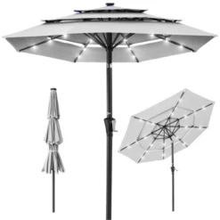Best Choice Products 10ft 3-Tier Solar Patio Umbrella W/ 24 LED Lights, Tilt Adjustment, Easy Crank -Northlight Shop GUEST 530c50a1 bd9d 4382 b214 1314548d0fef