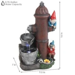 Sunnydaze Decor Sunnydaze 16"H Electric Polyresin Gnomes Climbing Fire Hydrant Outdoor Water Fountain With LED Light -Northlight Shop GUEST 53f0e9fa 5827 415a 9a13 32e2b0c7720e