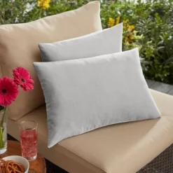 2pk Sunbrella Outdoor Throw Pillows Gray