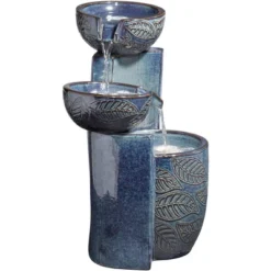 John Timberland Summer Leaves Cascading Bowls Modern Outdoor Floor Water Fountain With LED Light 26" For Yard Garden Patio Deck Porch House Exterior -Northlight Shop GUEST 56375fca 3b9e 4059 b2db 975bdfeec3f6