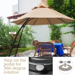 Costway 11FT Outdoor Cantilever Offset Hanging Umbrella W/ Base Wheel -Northlight Shop GUEST 56b8cc10 cacd 4813 b899 565a41595656
