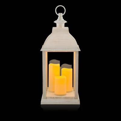 22" Candlelit Lantern With LED Lights White - Alpine Corporation 5 22" Candlelit Lantern With LED Lights White - Alpine Corporation - Image 5
