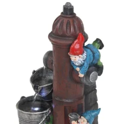 Sunnydaze Decor Sunnydaze 16"H Electric Polyresin Gnomes Climbing Fire Hydrant Outdoor Water Fountain With LED Light -Northlight Shop GUEST 59e5361d 609a 4003 a313 2f99c610b9cb