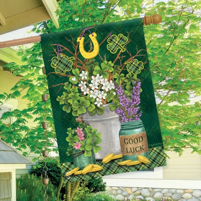 Briarwood Lane Lucky Potted Shamrocks St. Pat's House Flag Mason 2 Briarwood Lane Lucky Potted Shamrocks St. Pat's House Flag Mason - Image 2