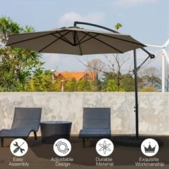 Tangkula 10FT Patio Offset Umbrella 8 Ribs Cantilever Umbrella W/Crank For Poolside Garden -Northlight Shop GUEST 5b631e1c bef2 4f0d 8b96 314730e91364