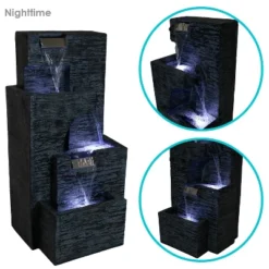 Sunnydaze Decor Sunnydaze 32"H Electric Polyresin Cascading Tower Tiered Outdoor Water Fountain With LED Lights -Northlight Shop GUEST 5b67107e c019 42af a267 1d82599aa674
