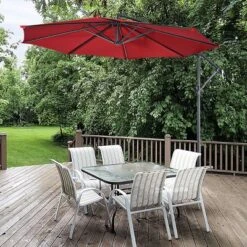 Costway 10' Hanging Umbrella Patio Sun Shade Offset Outdoor Market W/t Cross Base Burgundy -Northlight Shop GUEST 5d4772e9 b4a1 442c a5d1 5bd96b66cfa4