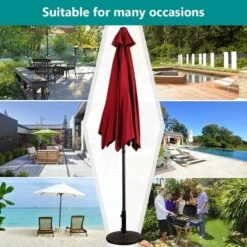 Costway 10FT Patio Umbrella 6 Ribs Market Steel Tilt W/ Crank Outdoor Garden Burgundy 13 Costway 10FT Patio Umbrella 6 Ribs Market Steel Tilt W/ Crank Outdoor Garden Burgundy -Northlight Shop GUEST 5dc43b60 372d 4458 ae49 5a90ef4b0ed1