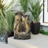 22" Resin Rainforest Waterfall Tree Trunk Fountain With LED Lights Beige/Brown - Alpine Corporation