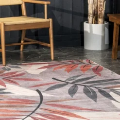 NulOOM Mayra Tropical Leaves Machine Washable Indoor/Outdoor Patio Area Rug -Northlight Shop GUEST 5e741e94 cbbd 450f 9c60 6c7acfe802ff