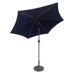 9' X 9' Aluminum LED Lighted Crank Lift Patio Umbrella Galtech - Tropishade