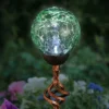 31" Metal Solar Crackle Glass Ball Stake - Exhart