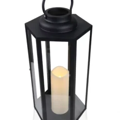 18" Hexagonal Candlelit Iron Lantern With LED Lights Black/Warm White - Alpine Corporation 17 18" Hexagonal Candlelit Iron Lantern With LED Lights Black/Warm White - Alpine Corporation -Northlight Shop GUEST 60281d7a 10e9 4871 9b80 ac8378767af3