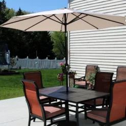 Sunnydaze Decor Sunnydaze Outdoor Aluminum Patio Table Umbrella With Polyester Canopy And Push Button Tilt And Crank - 9' -Northlight Shop GUEST 604ea626 e8fb 434f a170 6b5c8489c104