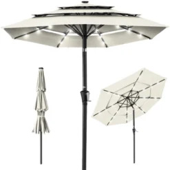 Best Choice Products 10ft 3-Tier Solar Patio Umbrella W/ 24 LED Lights, Tilt Adjustment, Easy Crank -Northlight Shop GUEST 60517f1a 723c 4d21 b153 142e6d7369ec