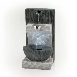 14" Modern Cascading Tabletop Fountain With LED Lights Gray - Alpine Corporation -Northlight Shop GUEST 60f70733 4da5 4cd6 85aa 55bb07c0f487