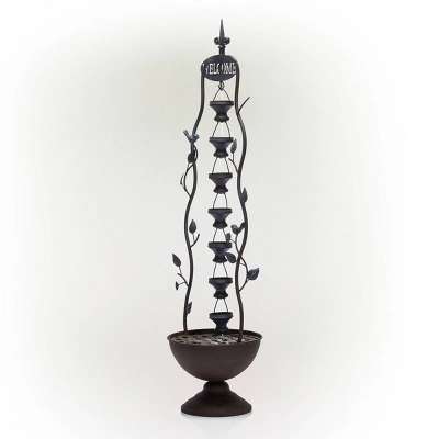41" Metal Seven Hanging Cup Tier Layered Floor Fountain Bronze - Alpine Corporation 2 41" Metal Seven Hanging Cup Tier Layered Floor Fountain Bronze - Alpine Corporation - Image 2