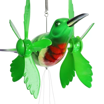 9.25" Metal And Plastic Hummingbird Spinning Wings Wind Chime - Exhart 2 9.25" Metal And Plastic Hummingbird Spinning Wings Wind Chime - Exhart - Image 2