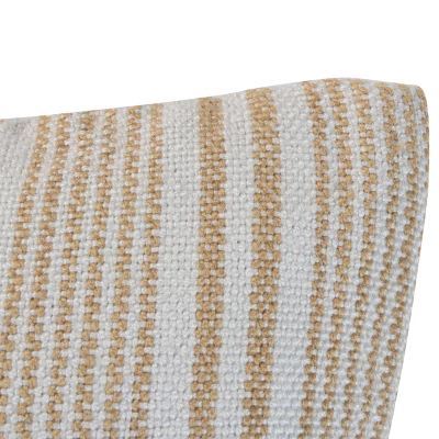 Brown Striped Hand Woven 18x18" Outdoor Decorative Throw Pillow With Pulled Yarn Bouquets - Foreside Home & Garden 2 Brown Striped Hand Woven 18x18" Outdoor Decorative Throw Pillow With Pulled Yarn Bouquets - Foreside Home & Garden - Image 2