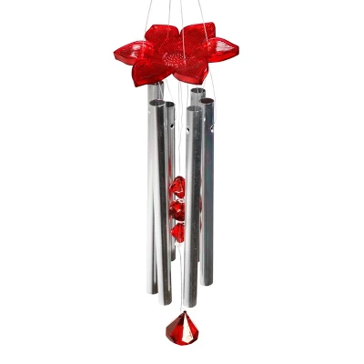 9.25" Plastic And Metal Solar Cardinal Fluttering Wings Wind Chime Red - Exhart 4 9.25" Plastic And Metal Solar Cardinal Fluttering Wings Wind Chime Red - Exhart - Image 4