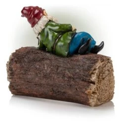 9" Polyresin Gnome Lying On Log Statue - Alpine Corporation -Northlight Shop GUEST 6656840c 25d4 4024 af64 79dc90c2a681
