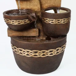 LuxenHome Brown Resin Tiered Bowls And Pot Outdoor Fountain -Northlight Shop GUEST 67907648 16c6 4eac a61e 340fd072f9ee