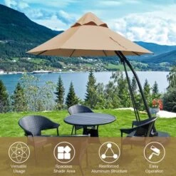Costway 11FT Outdoor Cantilever Offset Hanging Umbrella W/ Base Wheel -Northlight Shop GUEST 67d458b9 f904 4777 86fe 6de8ddc6af15