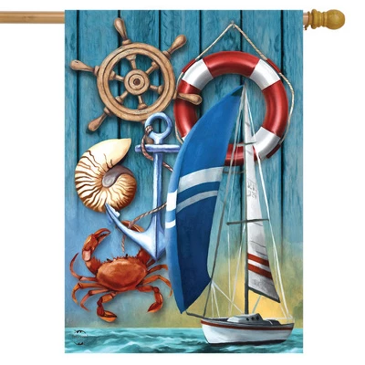 Nautical Adventure Summer House Flag Sailboat Crap 28" X 40" Briarwood Lane 1 Nautical Adventure Summer House Flag Sailboat Crap 28" X 40" Briarwood Lane
