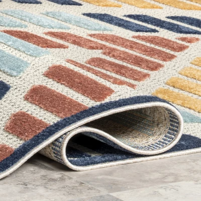 NuLOOM Brinn Geometric Striped Indoor/Outdoor Patio Area Rug 3 NuLOOM Brinn Geometric Striped Indoor/Outdoor Patio Area Rug - Image 3
