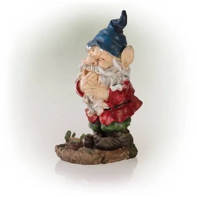 15" Polyresin Gnome Smiling Statue - Alpine Corporation 3 15" Polyresin Gnome Smiling Statue - Alpine Corporation - Image 3