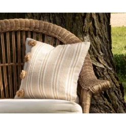 Brown Striped Hand Woven 18x18" Outdoor Decorative Throw Pillow With Pulled Yarn Bouquets - Foreside Home & Garden 7 Brown Striped Hand Woven 18x18" Outdoor Decorative Throw Pillow With Pulled Yarn Bouquets - Foreside Home & Garden -Northlight Shop GUEST 6c2805fa 92a1 4226 9e57 10a087b2d3fe