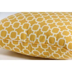 2pc 16.5" X 24.5" Outdoor Lumbar Throw Pillows Yellow/White Geometric - Pillow Perfect