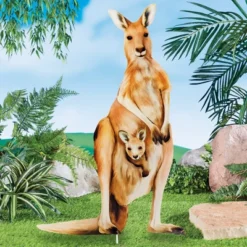 Collections Etc Realistic Kangaroo And Joey Outdoor Garden Stake