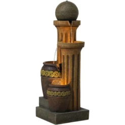 John Timberland Sphere Jugs And Column Rustic Cascading Outdoor Floor Water Fountain With LED Light 50" For Yard Garden Patio Home Deck Porch House -Northlight Shop GUEST 6dddcb5b 1a39 4a85 a1e3 2838a9363d2c