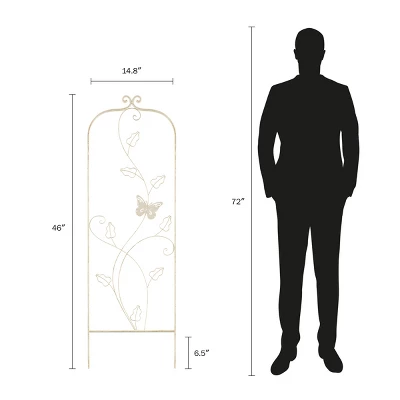 Garden Trellis-For Climbing Plants- 46-Inch White Decorative Leafy Vine & Butterfly Metal Panel-For Roses, Vegetable Plants & Flowers By Pure Garden 1 Garden Trellis-For Climbing Plants- 46-Inch White Decorative Leafy Vine & Butterfly Metal Panel-For Roses, Vegetable Plants & Flowers By Pure Garden