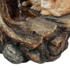 LuxenHome Resin Two Bunnies Tree Stump Outdoor Fountain With LED Lights -Northlight Shop GUEST 6e26c724 3e41 4041 8100 88eaa40aff44