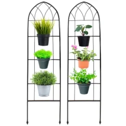 Sunnydaze Decor Sunnydaze 2-Piece Arched Climbing Plants Wall Trellis With Flower Pot Supports -Northlight Shop GUEST 6e7adb40 ff32 4a4f a2fd 7e5a48d5c8f4