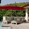Tangkula 15 Ft Outdoor Patio Umbrella Double-Sided Shade Offset Wine Red