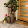 43" Indoor/Outdoor Pottery Fountain With Replaceable LED Lights Brown - Alpine Corporation