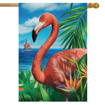 Flamingo Paradise Summer House Flag Nautical 28" X 40" Briarwood Lane 1 Flamingo Paradise Summer House Flag Nautical 28" X 40" Briarwood Lane